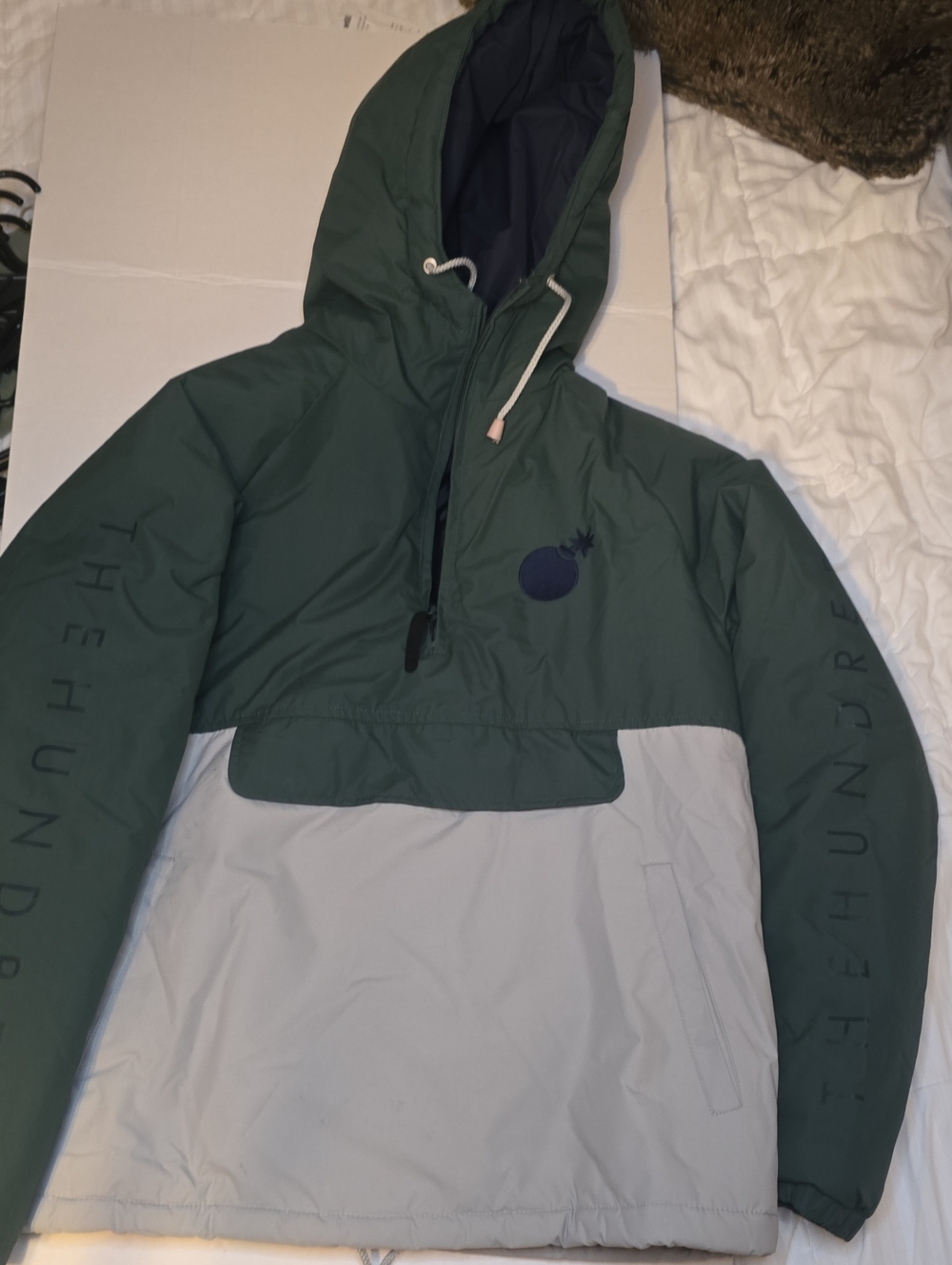The Hundreds Forest Green and Light Gray Pullover Windbreaker